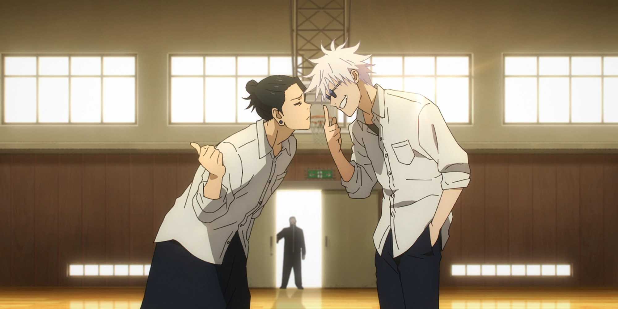 Suguru Geto and Satoru Gojo argue in JJK Hidden Inventory Part 1.