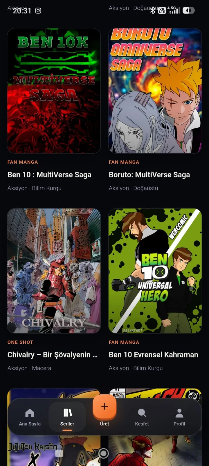 Genzo manga serileri ekranı