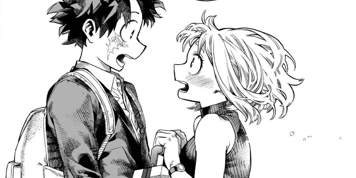 Izuku ve Ochako Kahraman Academia Bölüm 431'de yakın ve kızarıyor